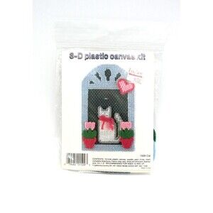 3-D Plastic Canvas Needlework Kit 1988 Cat RS Designs Vintage NEW NOS VTG 3D